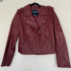 American Eagle Burgundy Leather Jacket
